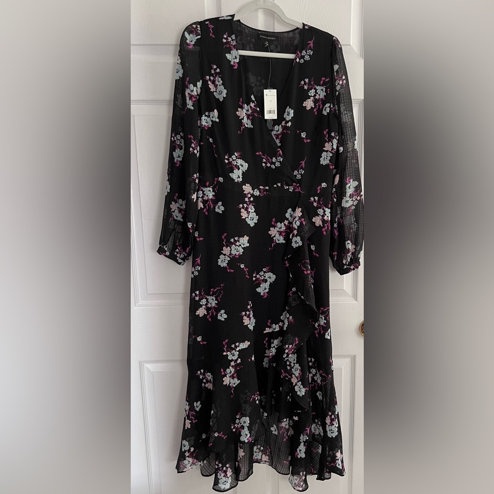 Banana Republic Women’s Faux Wrap Ruffle Floral Maxi Dress Size 10